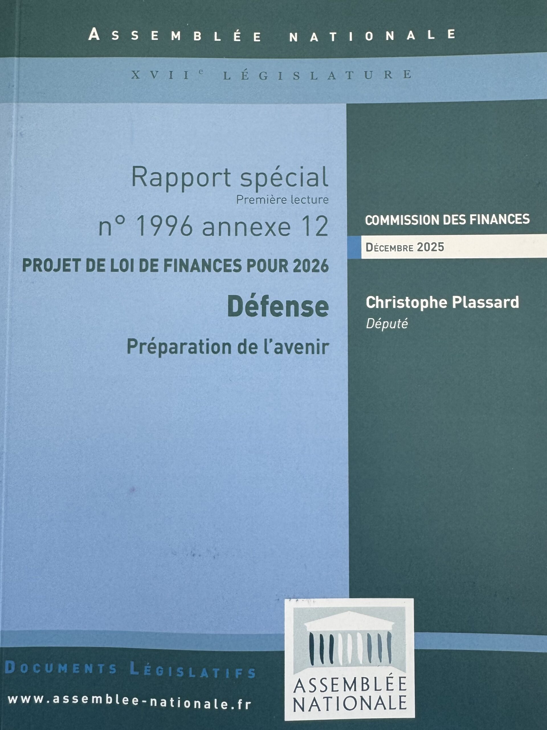 Rapport spécial Défense Préparation de l'avenir n°1996 annexe 12