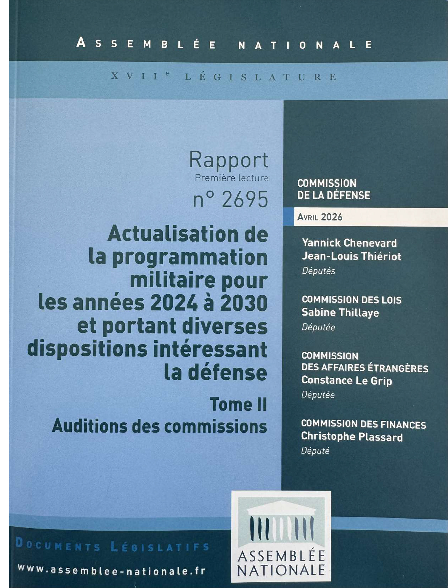 Rapport n°2695 T2 Actualisation programmation militaire